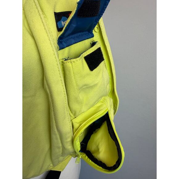 KAVU Rope Sling Bag Lime Neon Yellow Canvas Crossbody Rope Strap Multi Pocket - Picture 6 of 7